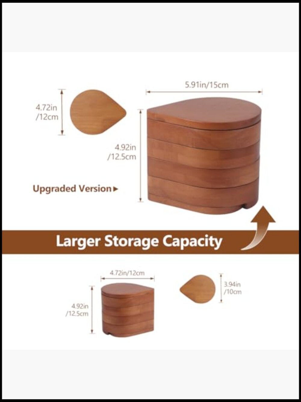 Rotating Wooden Jewelry Organizer Box Modern Minimal Storage Display Holder View 2